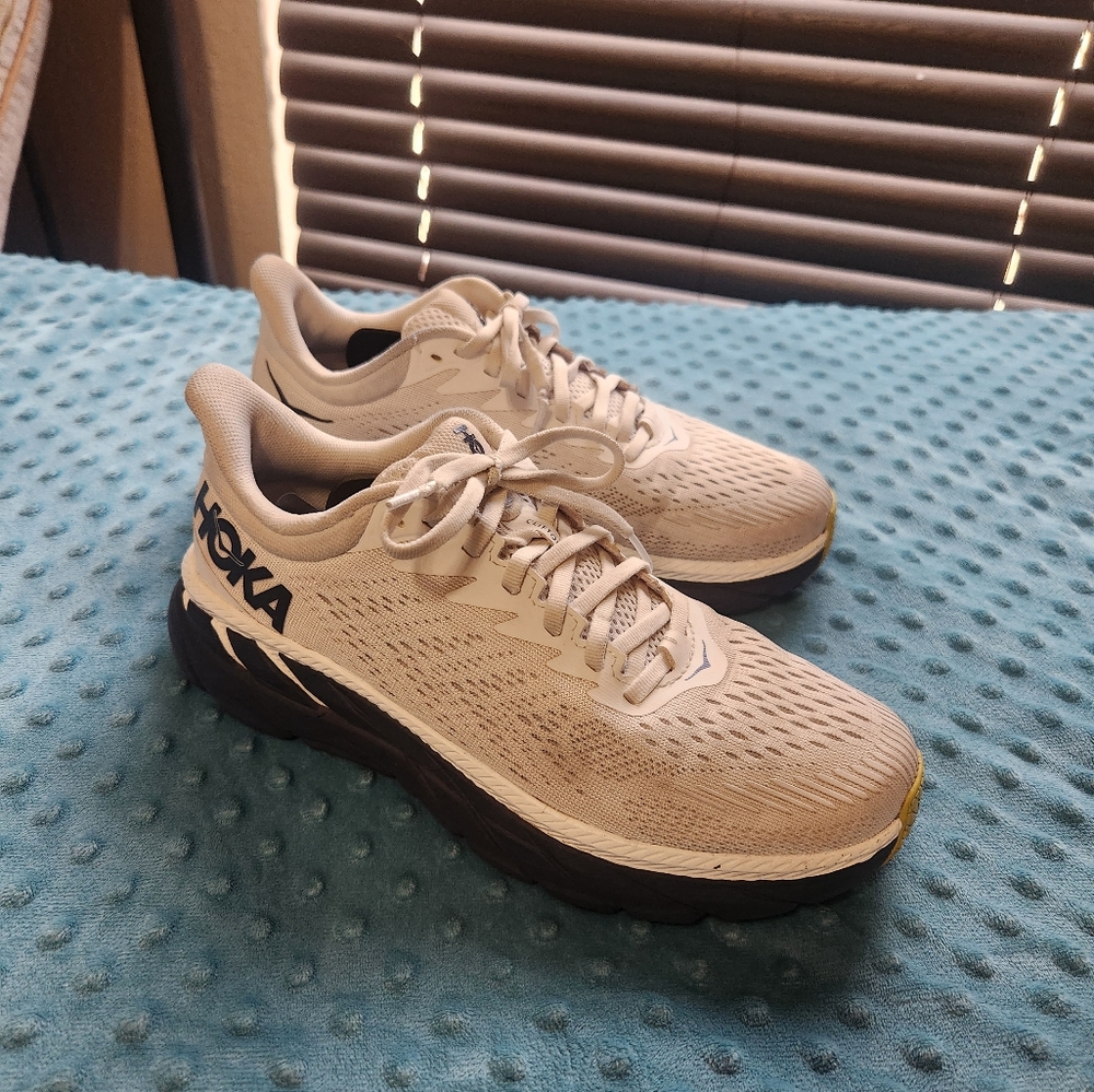 Hoka One Light Grey With Blue Accents